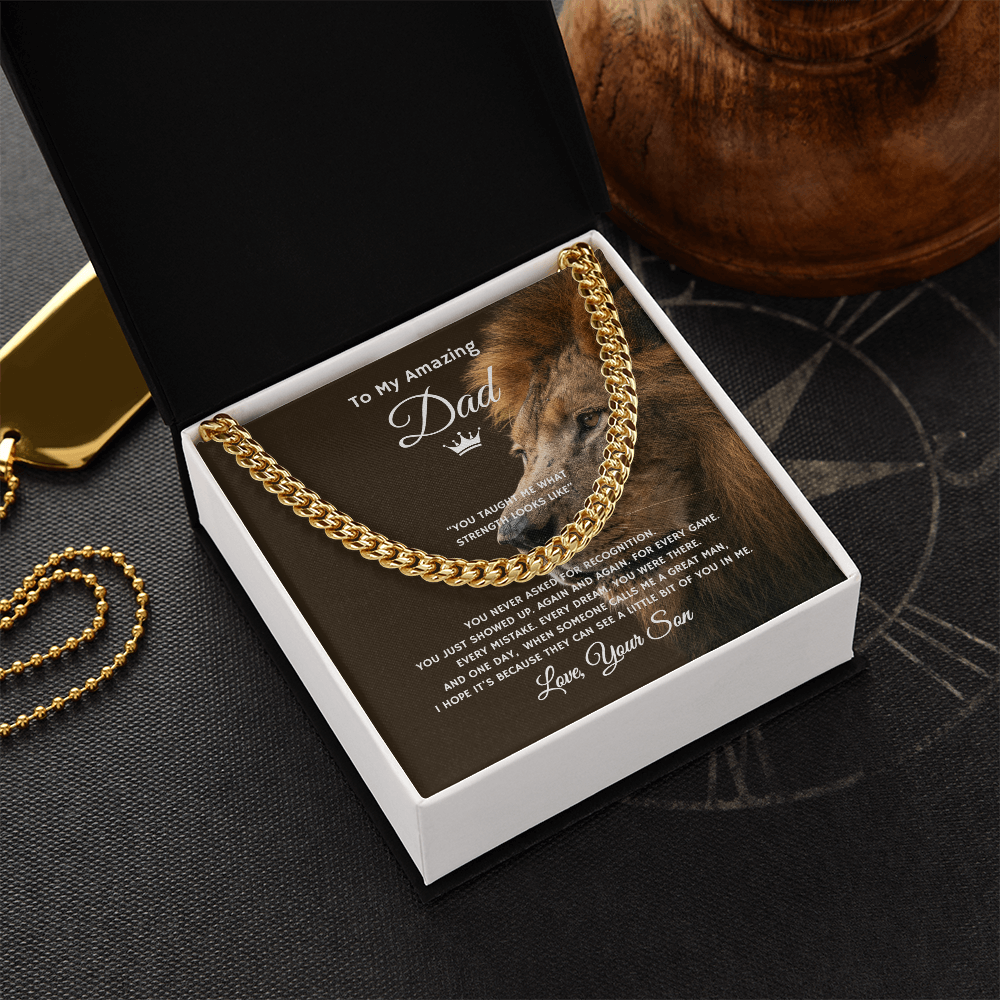 Gift To My Amazing Dad From Son “You Taught Me What Strength Looks Like” Link Chain Necklace