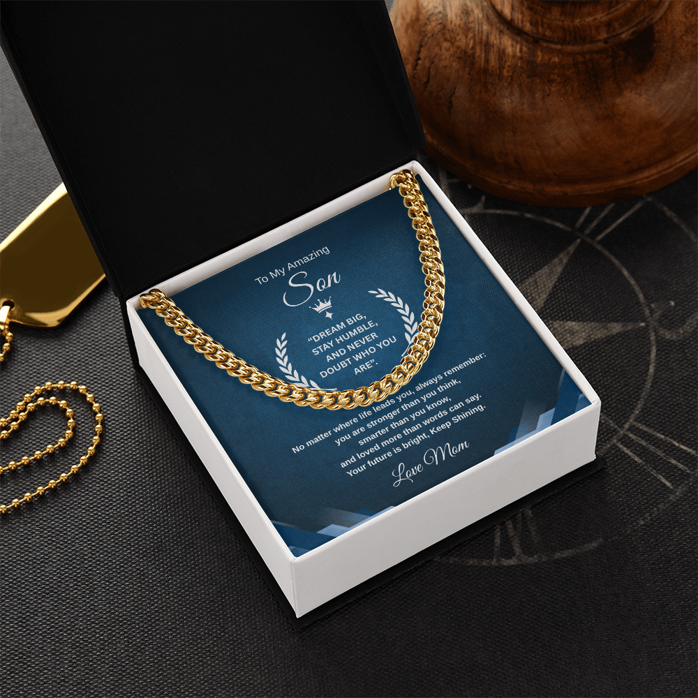 Gift To My Son From Mom “Your Future Is Bright, Keep Shining” Link Chain Necklace