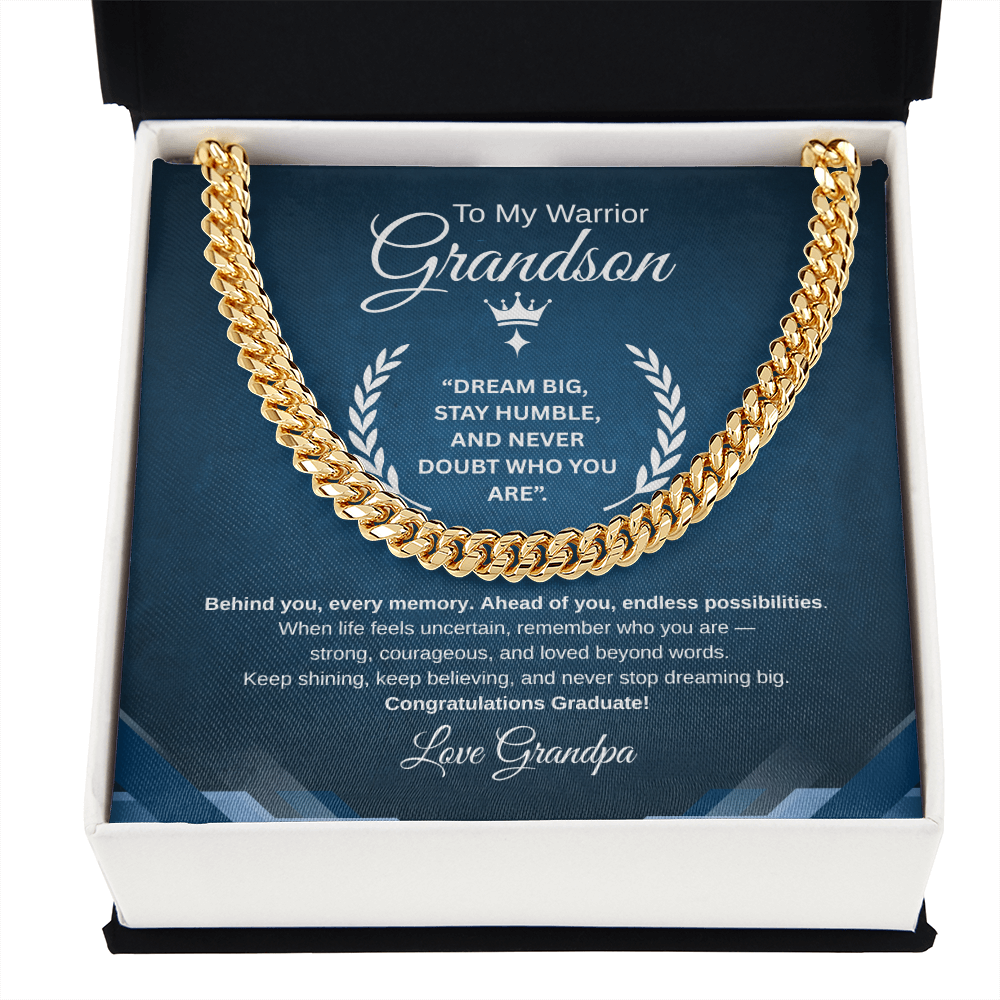 Gift To My Grandson From Grandpa “Your Future Is Bright, Keep Shining”  Link Chain Necklace