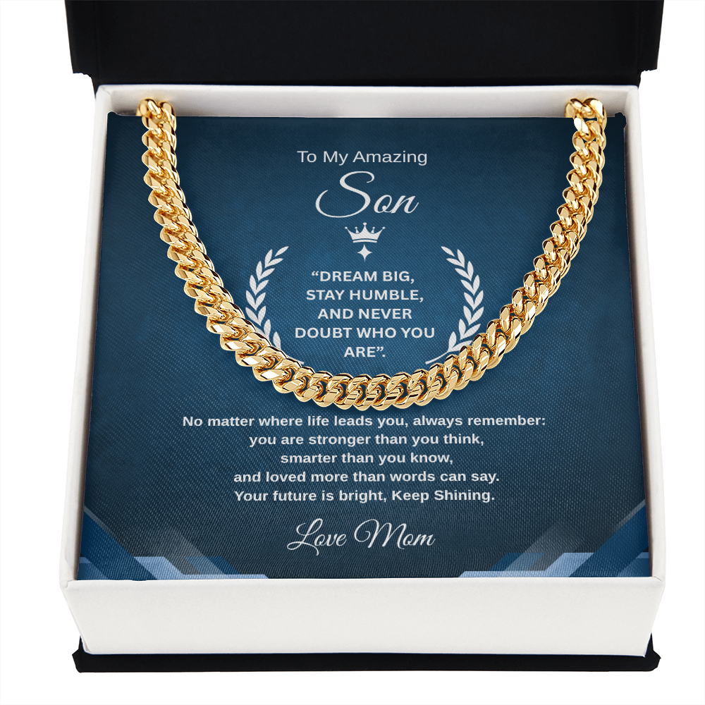 Gift To My Son From Mom “Your Future Is Bright, Keep Shining” Link Chain Necklace