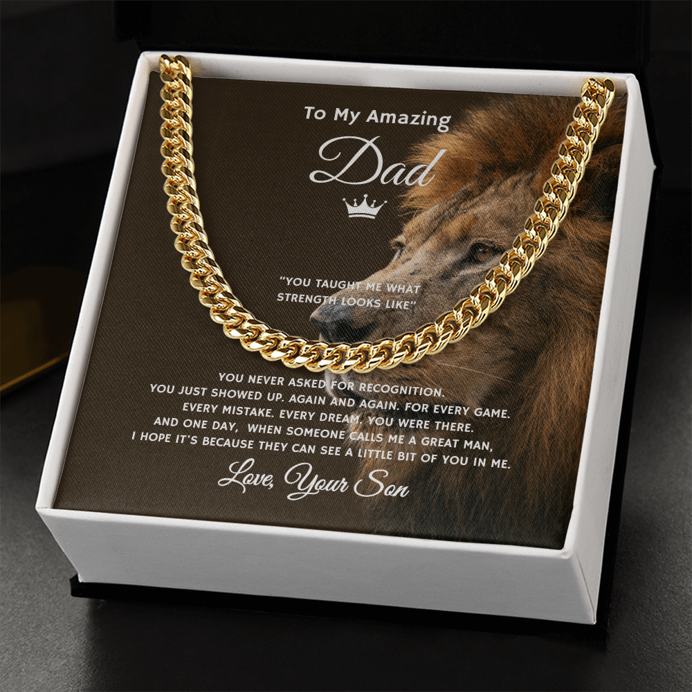 Gift To My Amazing Dad From Son “You Taught Me What Strength Looks Like” Link Chain Necklace