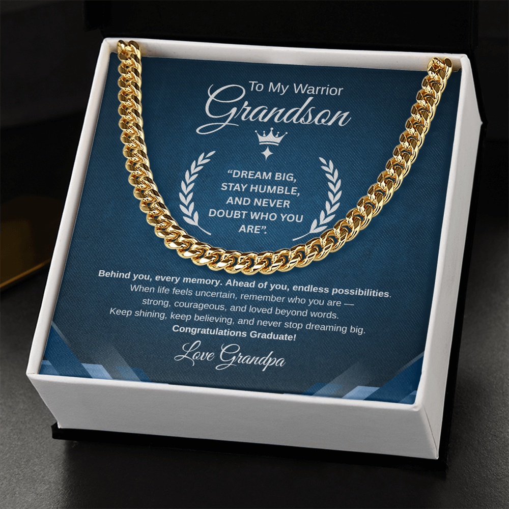 Gift To My Grandson From Grandpa “Your Future Is Bright, Keep Shining”  Link Chain Necklace