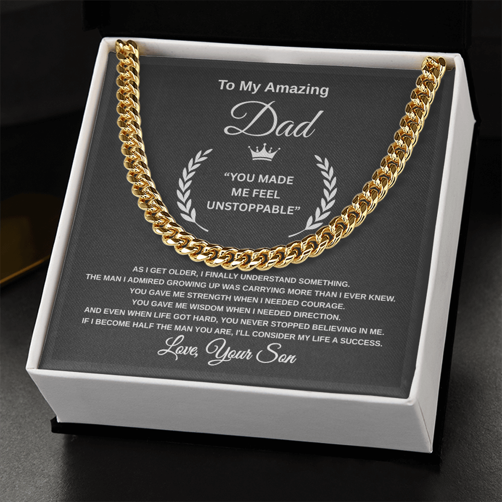 Gift To My Amazing Dad From Son “You Made Me Feel Unstoppable” Link Chain Necklace