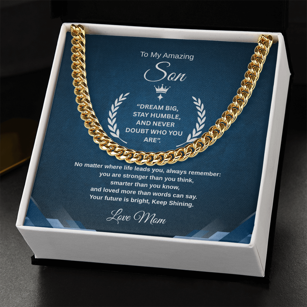 Gift To My Son From Mom “Your Future Is Bright, Keep Shining” Link Chain Necklace