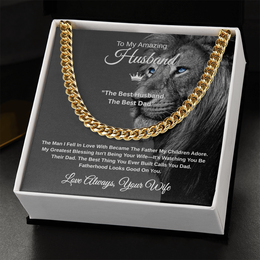 Gift To My Amazing Husband From Wife "The Best Husband. The Best Dad” Link Chain Necklace
