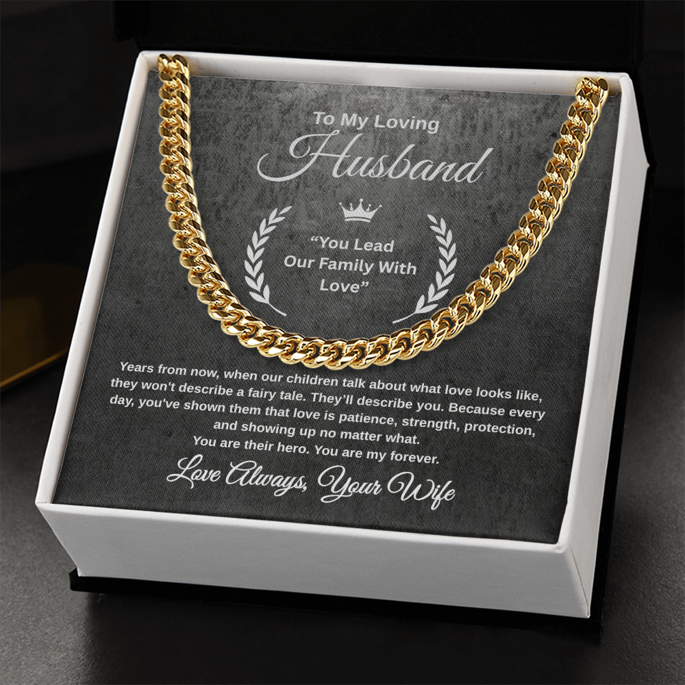 Gift To My Loving Husband From Wife “You Lead Our Family With Love” Link Chain Necklace