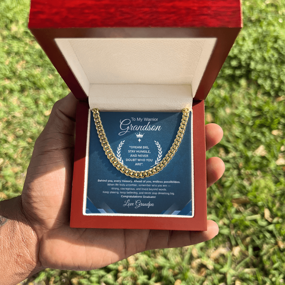 Gift To My Grandson From Grandpa “Your Future Is Bright, Keep Shining”  Link Chain Necklace