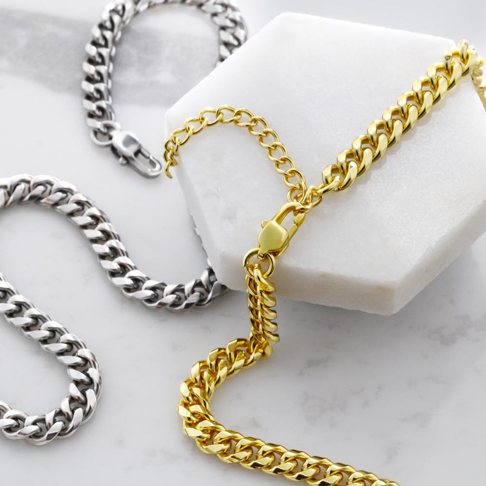Gift To Our Son From Mom & Dad, "Keep shining, keep believing, The World Is Yours" Link Chain Necklace