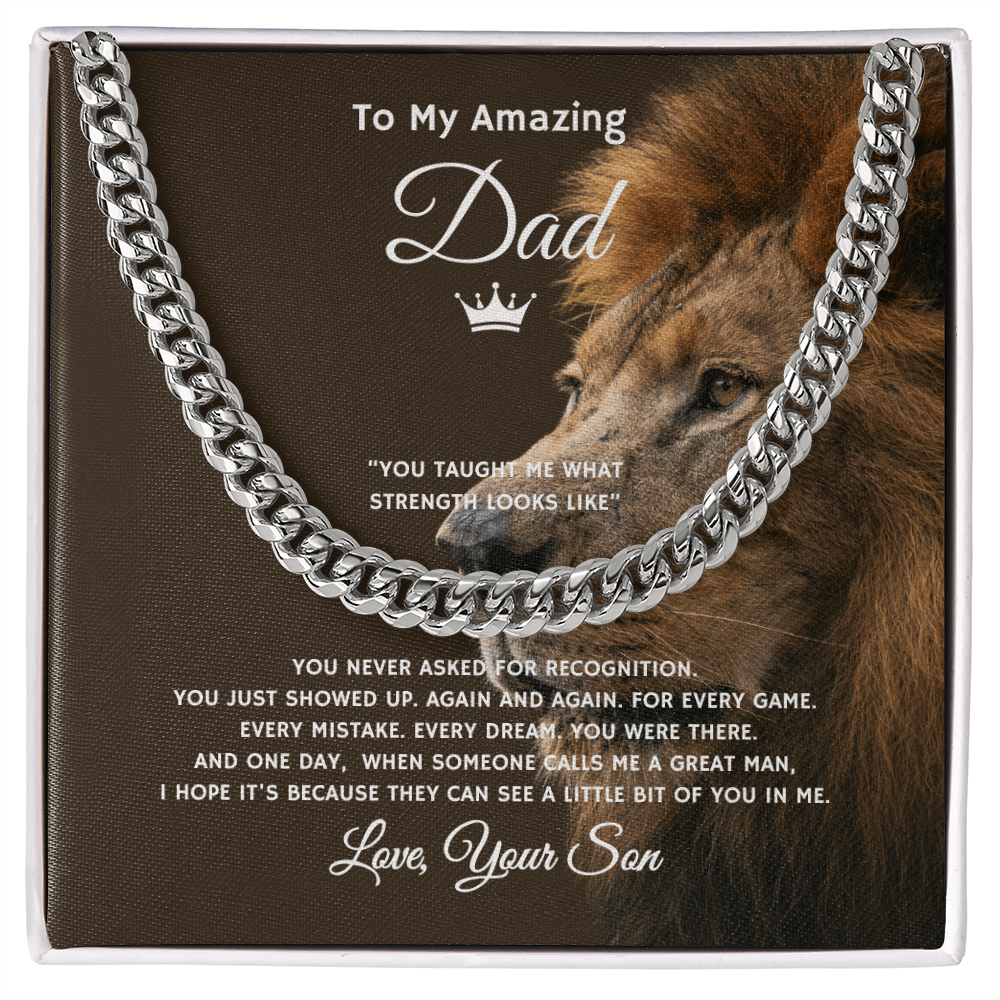 Gift To My Amazing Dad From Son “You Taught Me What Strength Looks Like” Link Chain Necklace
