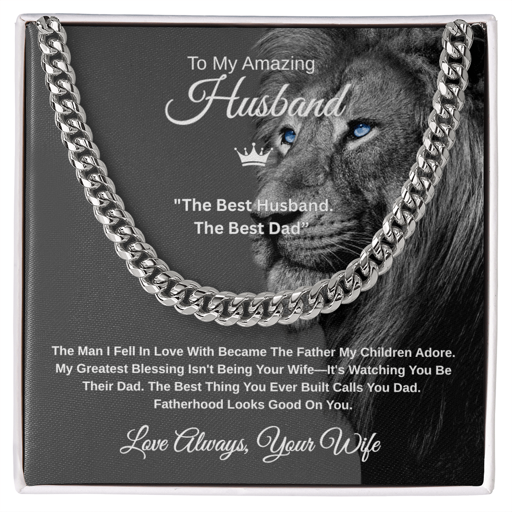 Gift To My Amazing Husband From Wife "The Best Husband. The Best Dad” Link Chain Necklace