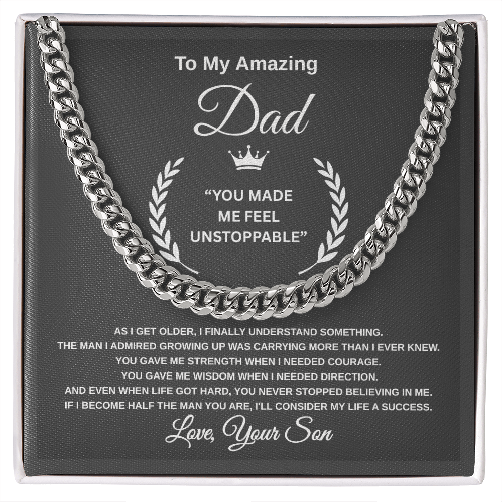 Gift To My Amazing Dad From Son “You Made Me Feel Unstoppable” Link Chain Necklace