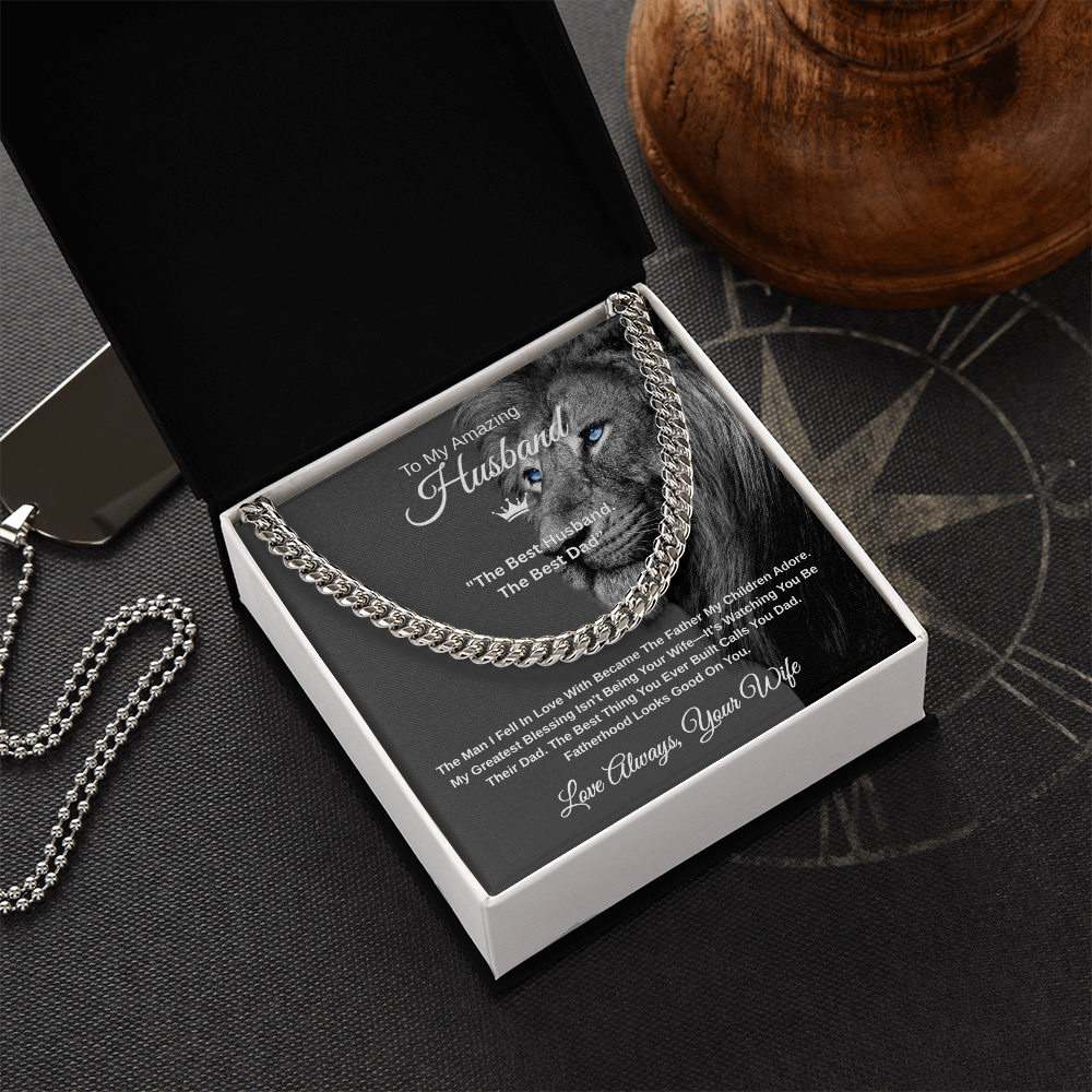 Gift To My Amazing Husband From Wife "The Best Husband. The Best Dad” Link Chain Necklace