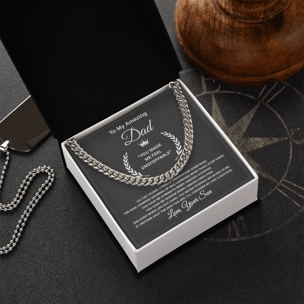 Gift To My Amazing Dad From Son “You Made Me Feel Unstoppable” Link Chain Necklace