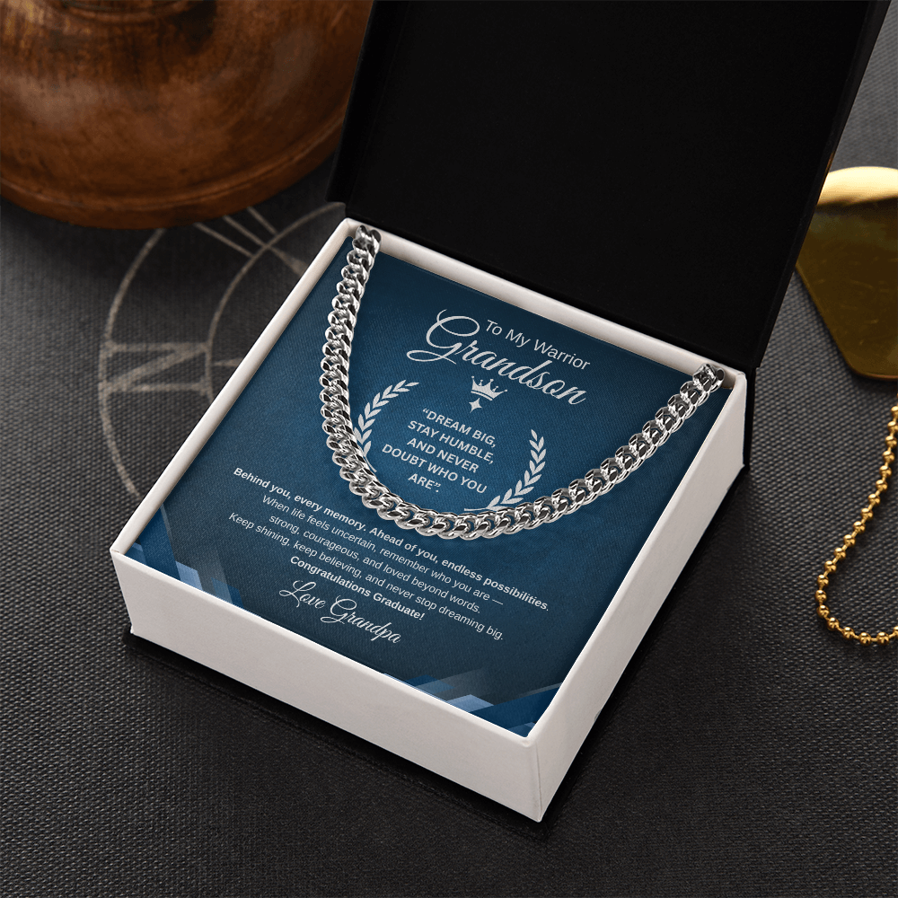 Gift To My Grandson From Grandpa “Your Future Is Bright, Keep Shining”  Link Chain Necklace