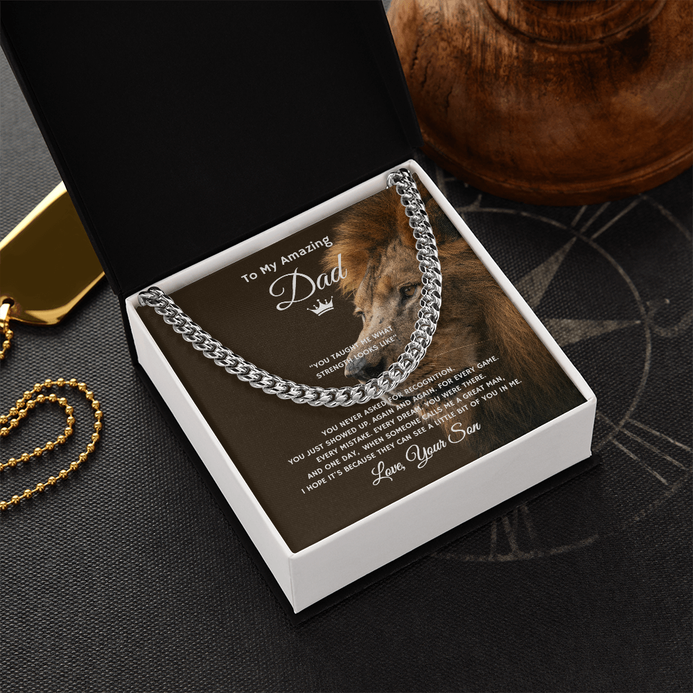 Gift To My Amazing Dad From Son “You Taught Me What Strength Looks Like” Link Chain Necklace