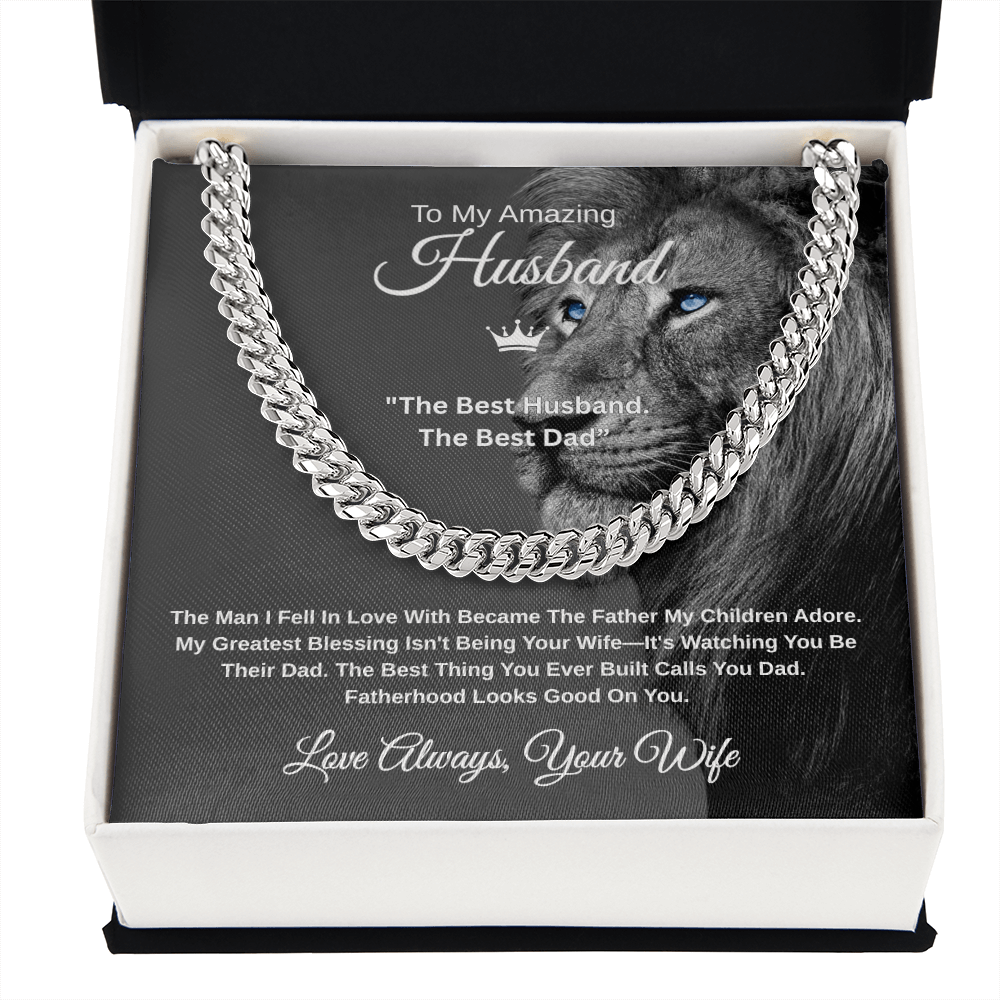 Gift To My Amazing Husband From Wife "The Best Husband. The Best Dad” Link Chain Necklace