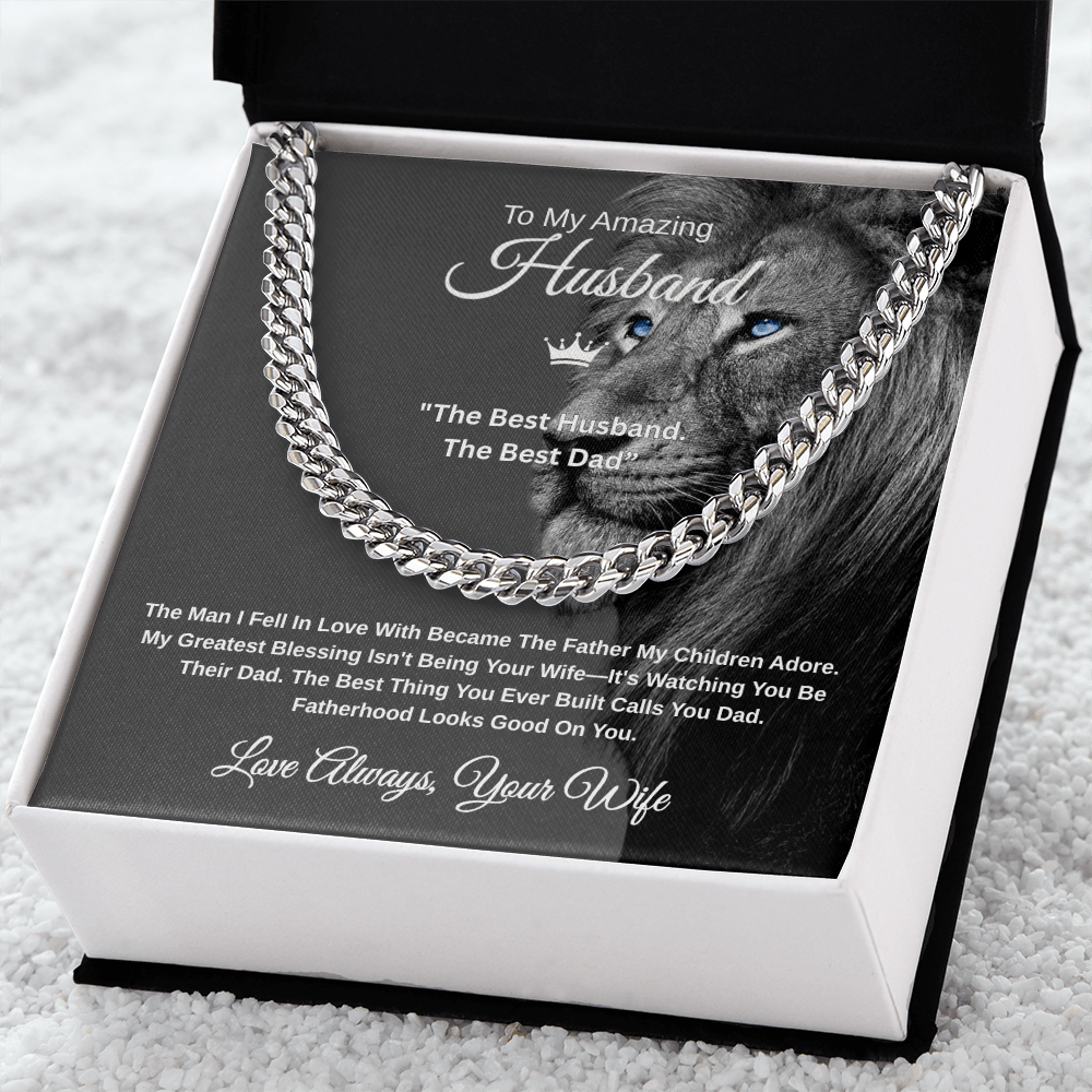 Gift To My Amazing Husband From Wife "The Best Husband. The Best Dad” Link Chain Necklace