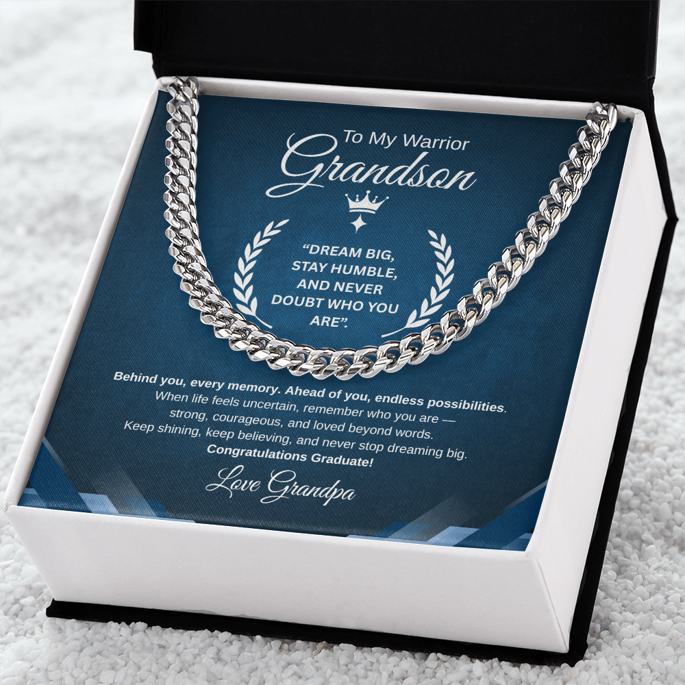 Gift To My Grandson From Grandpa “Your Future Is Bright, Keep Shining”  Link Chain Necklace