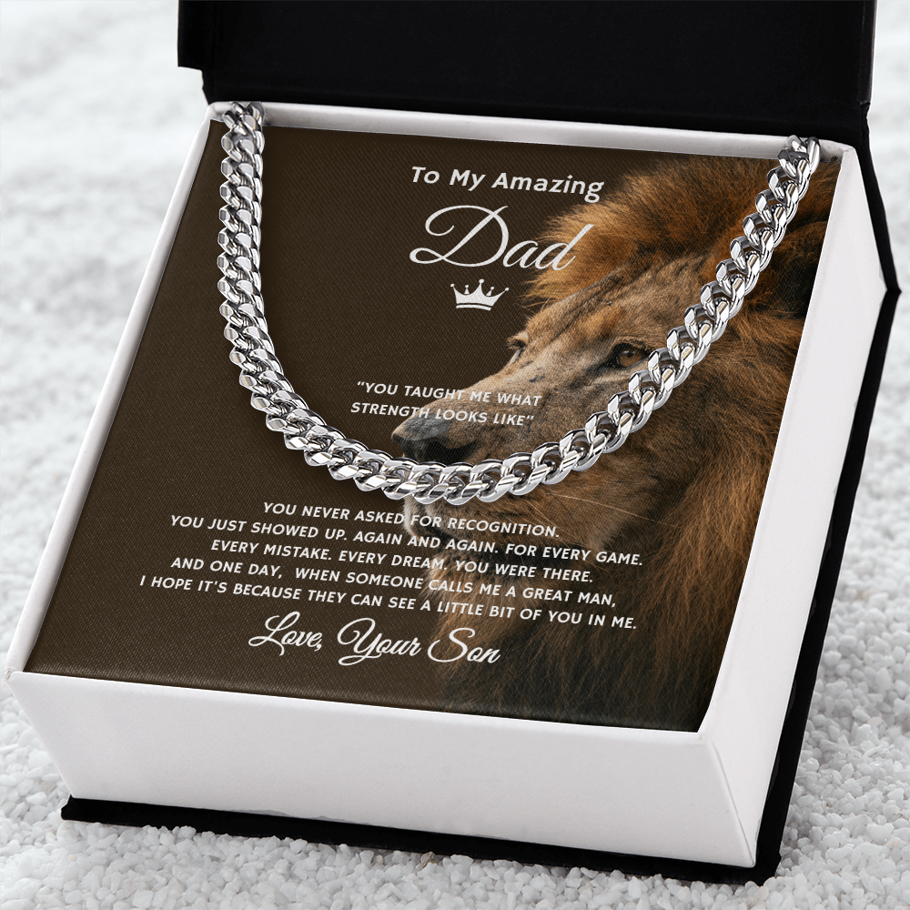 Gift To My Amazing Dad From Son “You Taught Me What Strength Looks Like” Link Chain Necklace