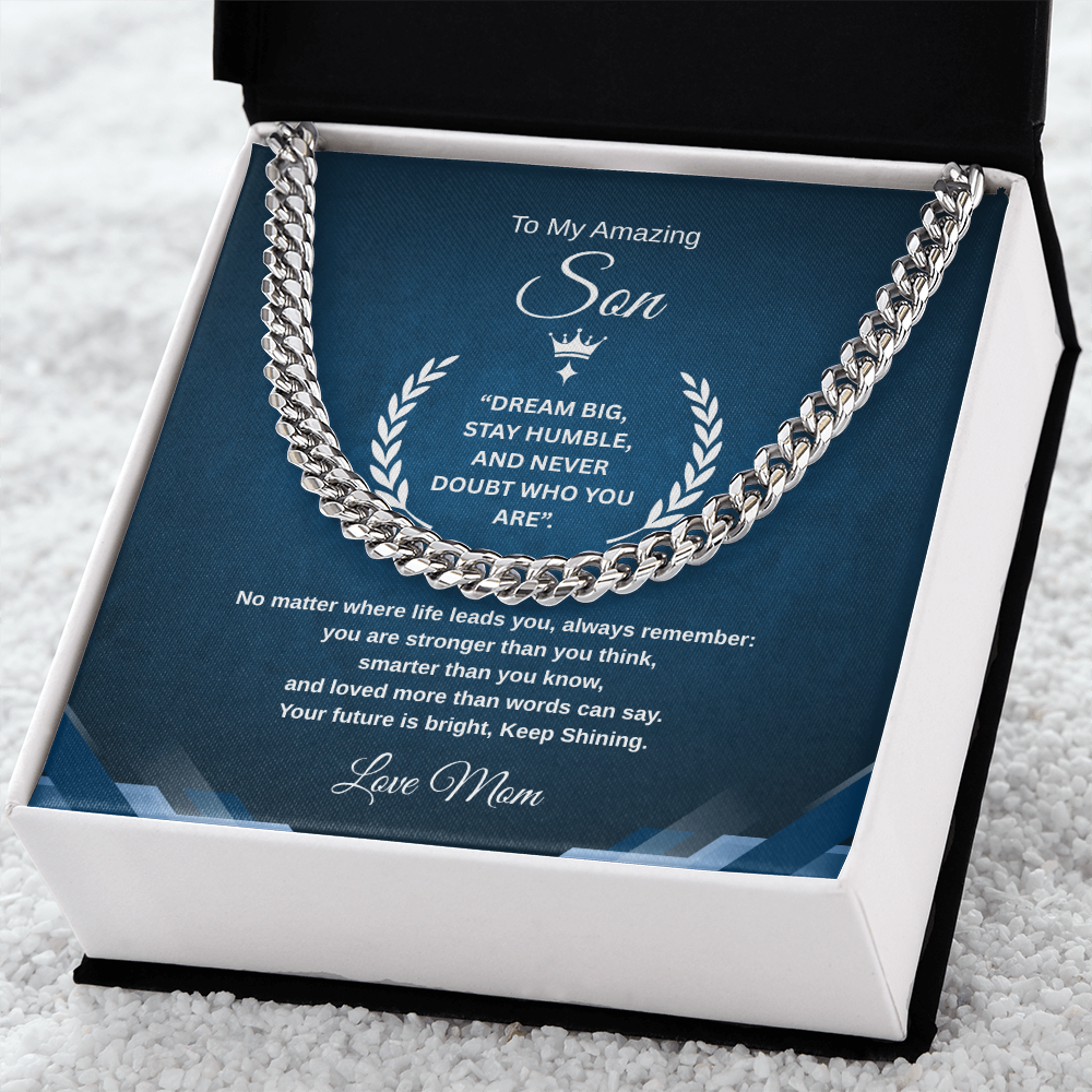 Gift To My Son From Mom “Your Future Is Bright, Keep Shining” Link Chain Necklace