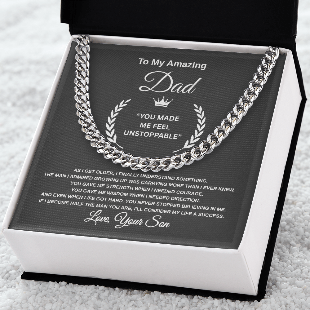 Gift To My Amazing Dad From Son “You Made Me Feel Unstoppable” Link Chain Necklace