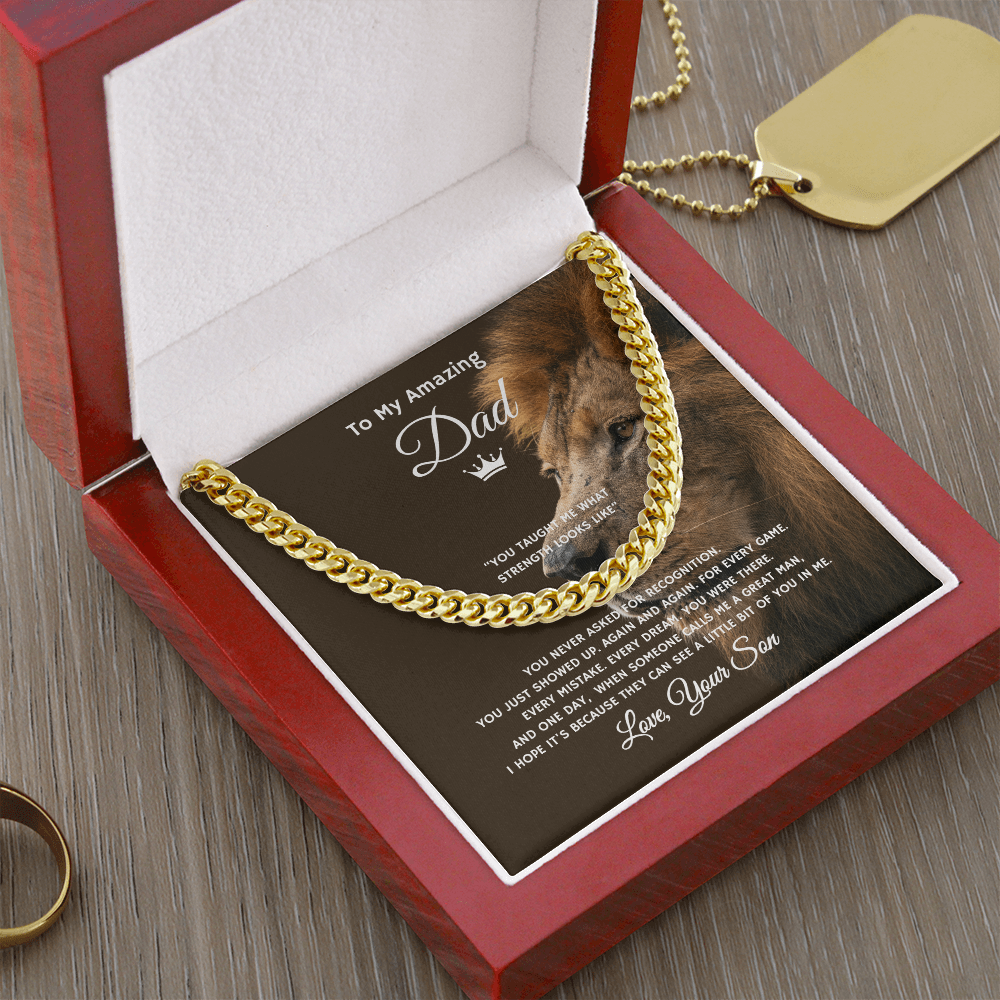 Gift To My Amazing Dad From Son “You Taught Me What Strength Looks Like” Link Chain Necklace