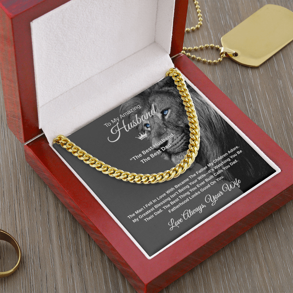 Gift To My Amazing Husband From Wife "The Best Husband. The Best Dad” Link Chain Necklace
