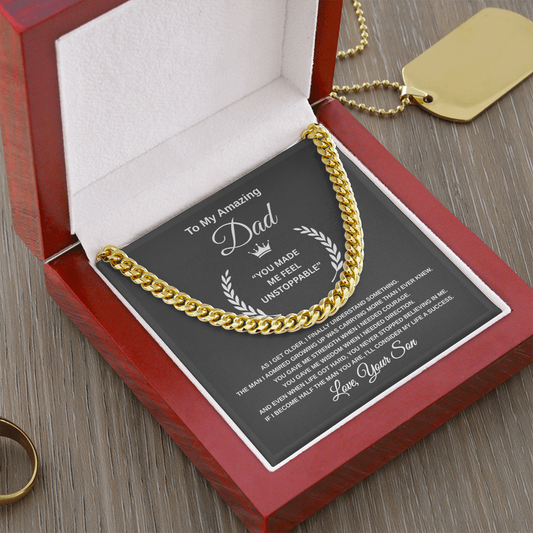 Gift To My Amazing Dad From Son “You Made Me Feel Unstoppable” Link Chain Necklace