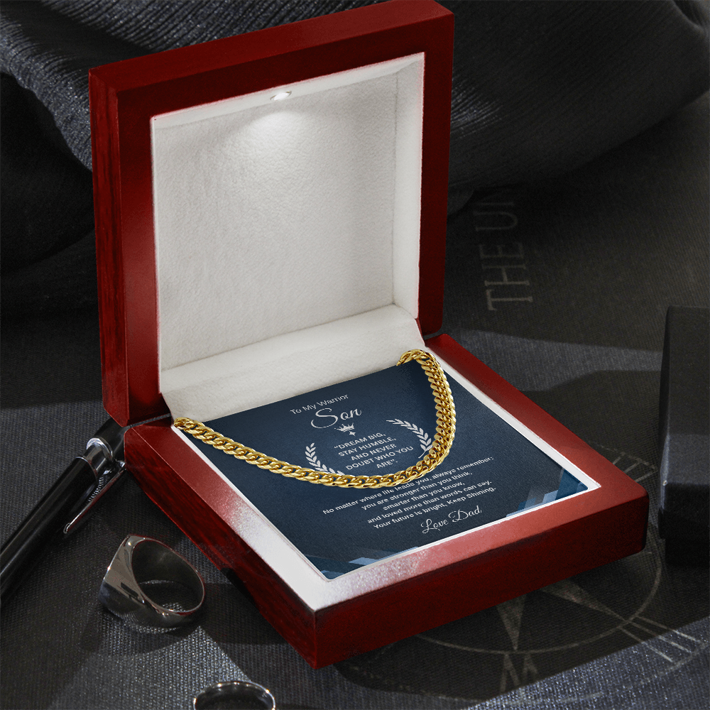 Gift To My Son From Dad “Your Future Is Bright, Keep Shining” Link Chain Necklace
