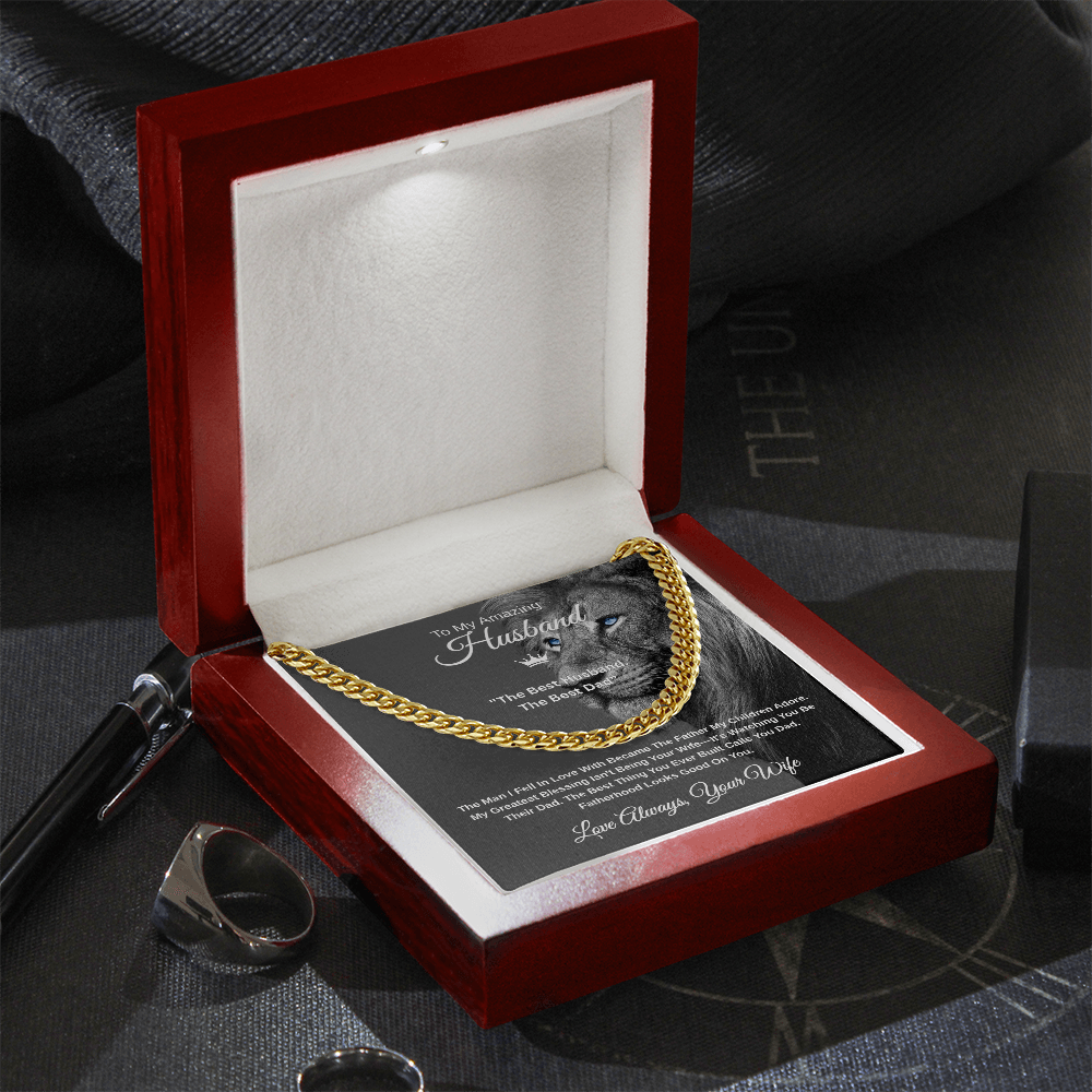 Gift To My Amazing Husband From Wife "The Best Husband. The Best Dad” Link Chain Necklace