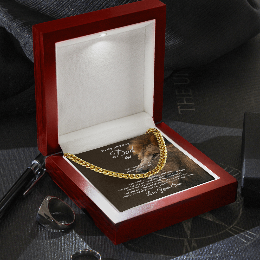 Gift To My Amazing Dad From Son “You Taught Me What Strength Looks Like” Link Chain Necklace