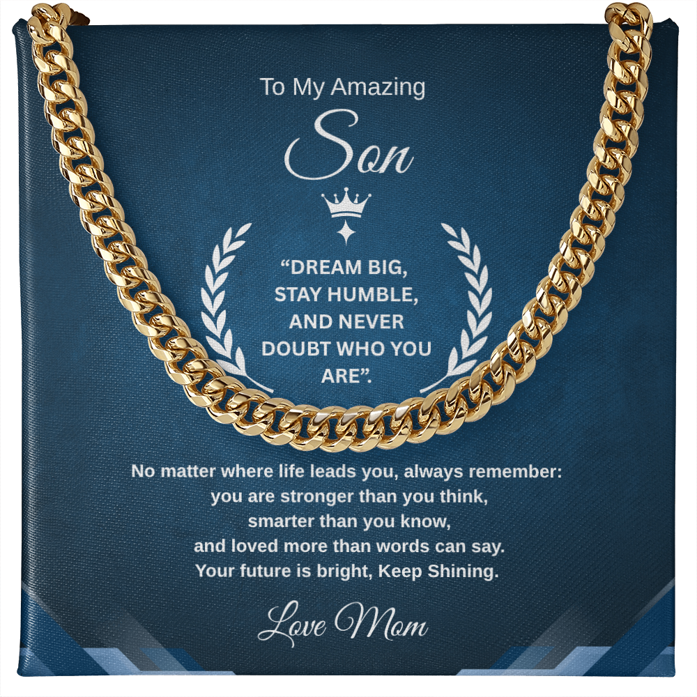 Gift To My Son From Mom “Your Future Is Bright, Keep Shining” Link Chain Necklace