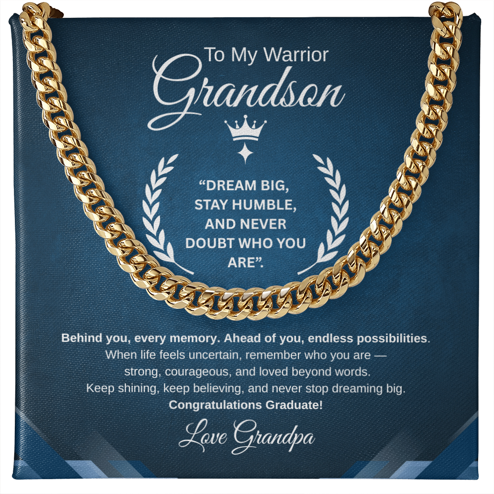 Gift To My Grandson From Grandpa “Your Future Is Bright, Keep Shining”  Link Chain Necklace