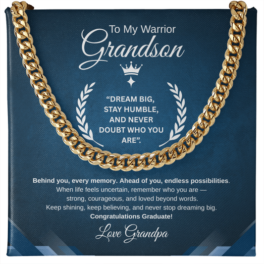 Gift To My Grandson From Grandpa “Your Future Is Bright, Keep Shining”  Link Chain Necklace