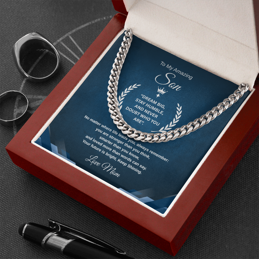 Gift To My Son From Mom “Your Future Is Bright, Keep Shining” Link Chain Necklace