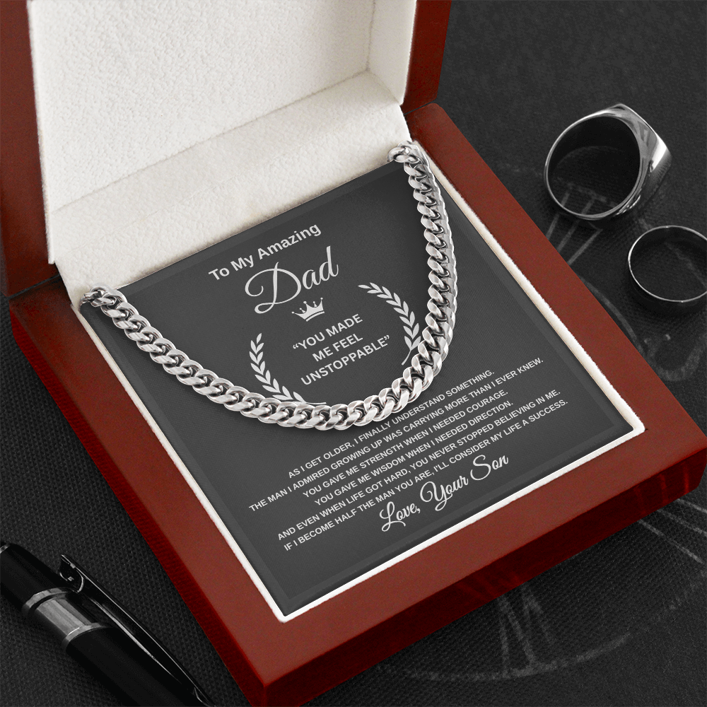 Gift To My Amazing Dad From Son “You Made Me Feel Unstoppable” Link Chain Necklace