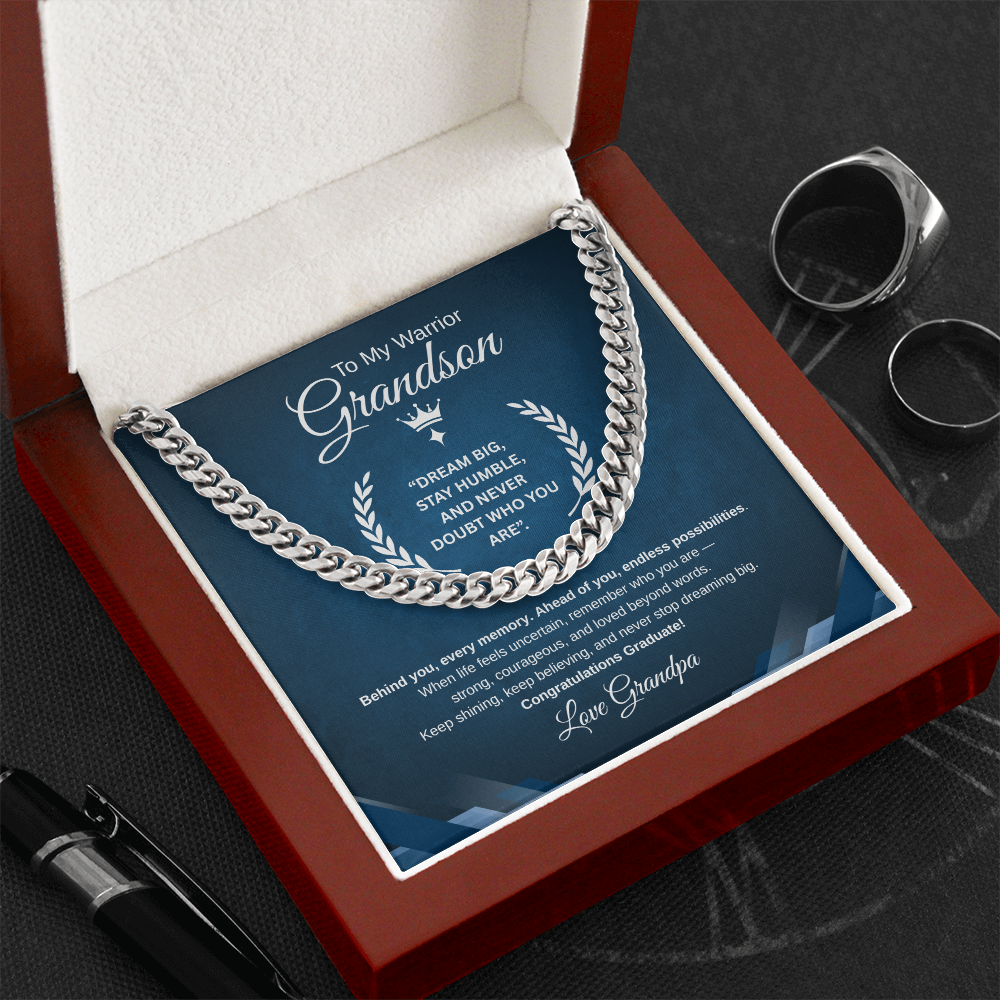 Gift To My Grandson From Grandpa “Your Future Is Bright, Keep Shining”  Link Chain Necklace
