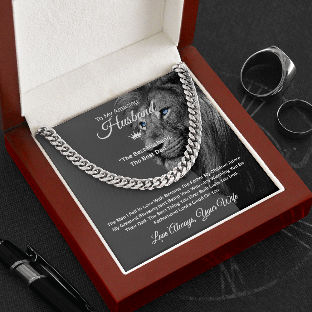 Gift To My Amazing Husband From Wife "The Best Husband. The Best Dad” Link Chain Necklace