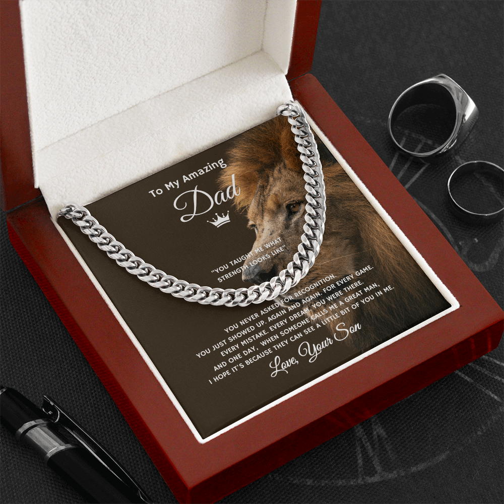 Gift To My Amazing Dad From Son “You Taught Me What Strength Looks Like” Link Chain Necklace