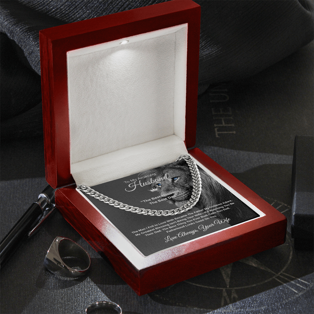 Gift To My Amazing Husband From Wife "The Best Husband. The Best Dad” Link Chain Necklace