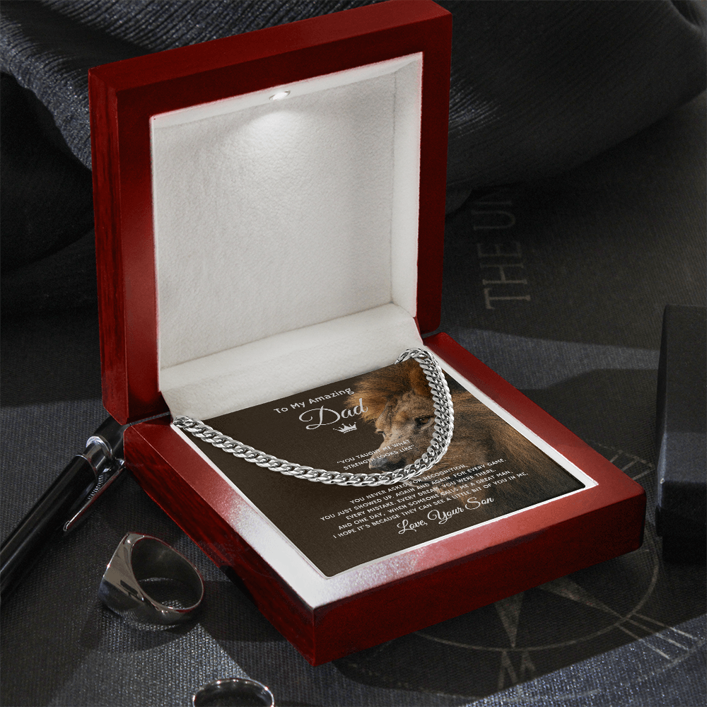 Gift To My Amazing Dad From Son “You Taught Me What Strength Looks Like” Link Chain Necklace