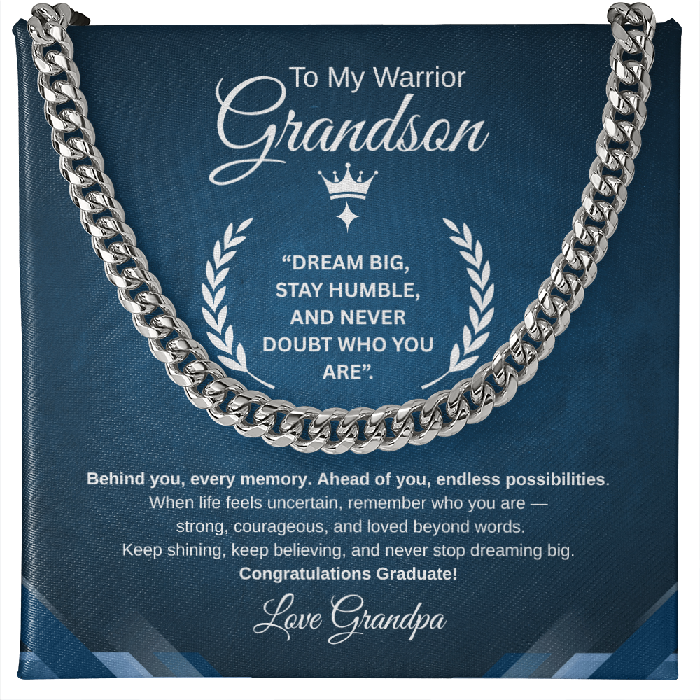 Gift To My Grandson From Grandpa “Your Future Is Bright, Keep Shining”  Link Chain Necklace
