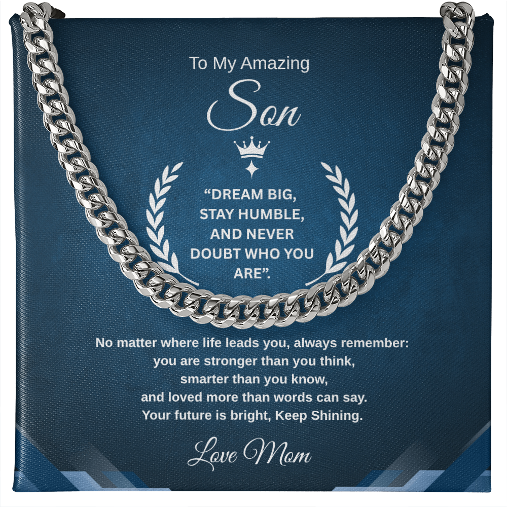 Gift To My Son From Mom “Your Future Is Bright, Keep Shining” Link Chain Necklace