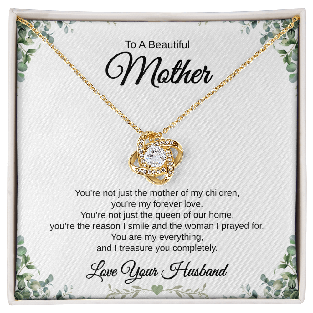 Gift From Husband, To A Beautiful Mother "You're The Reason I Smile And The Woman I Prayed For" Love Knot Necklace