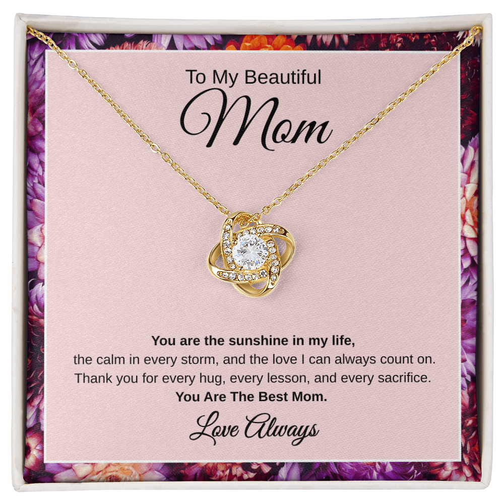 Gift To My Beautiful Mom “You Are The Sunshine In My Life “ Love Knot Necklace