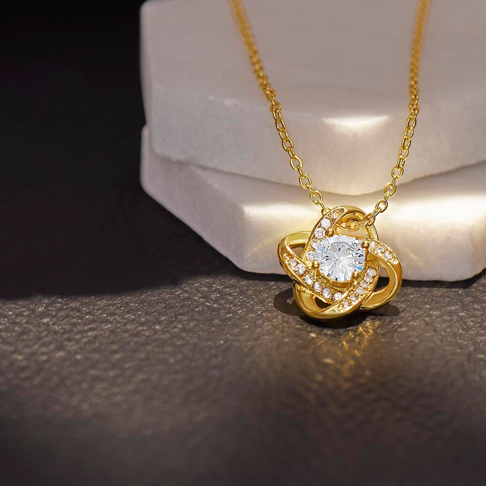 Gift To My Lovely Daughter From Dad “You Will Forever Be My Greatest Joy” Love Knot Necklace.