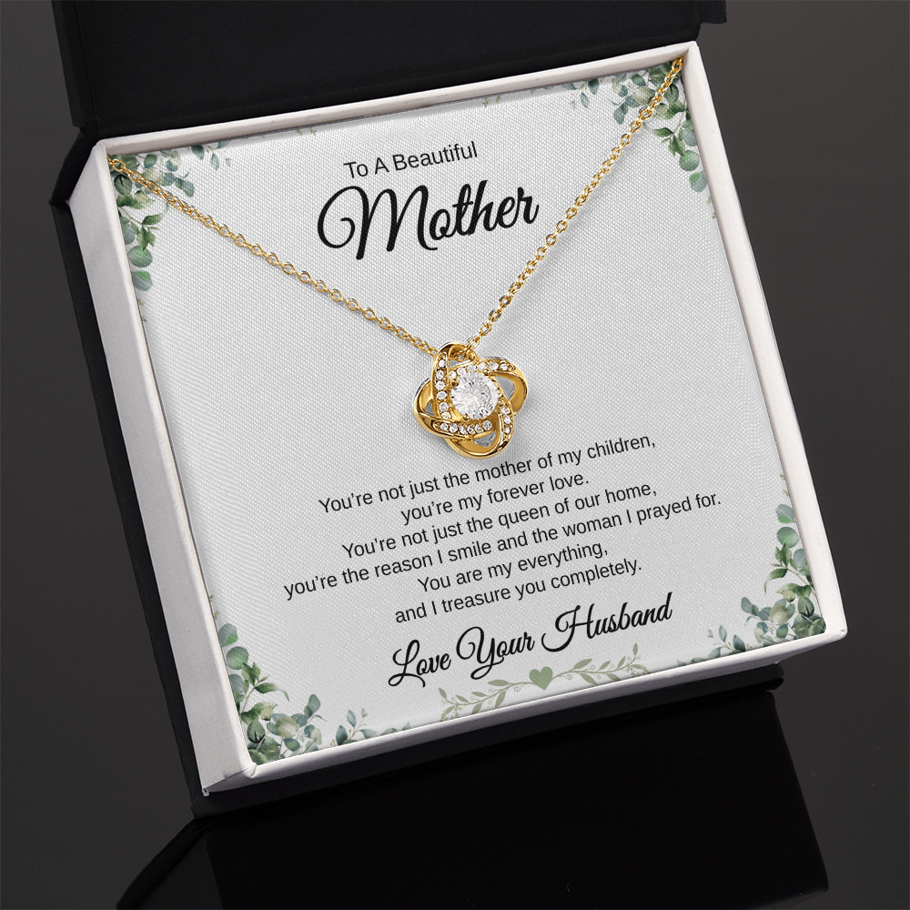 Gift From Husband, To A Beautiful Mother "You're The Reason I Smile And The Woman I Prayed For" Love Knot Necklace