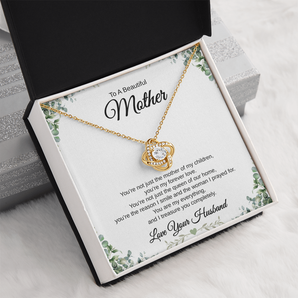 Gift From Husband, To A Beautiful Mother "You're The Reason I Smile And The Woman I Prayed For" Love Knot Necklace