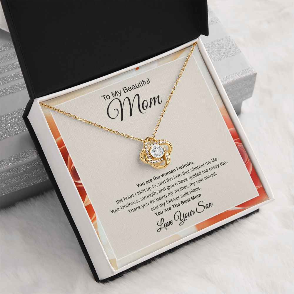 Gift From Son, To My Beautiful Mom "You Are The Woman I Admire" Love Note Necklace