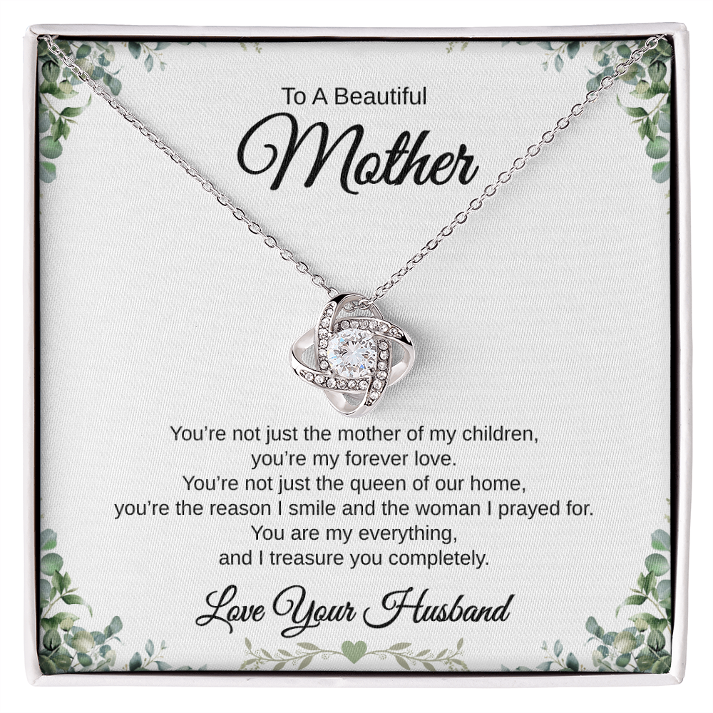 Gift From Husband, To A Beautiful Mother "You're The Reason I Smile And The Woman I Prayed For" Love Knot Necklace